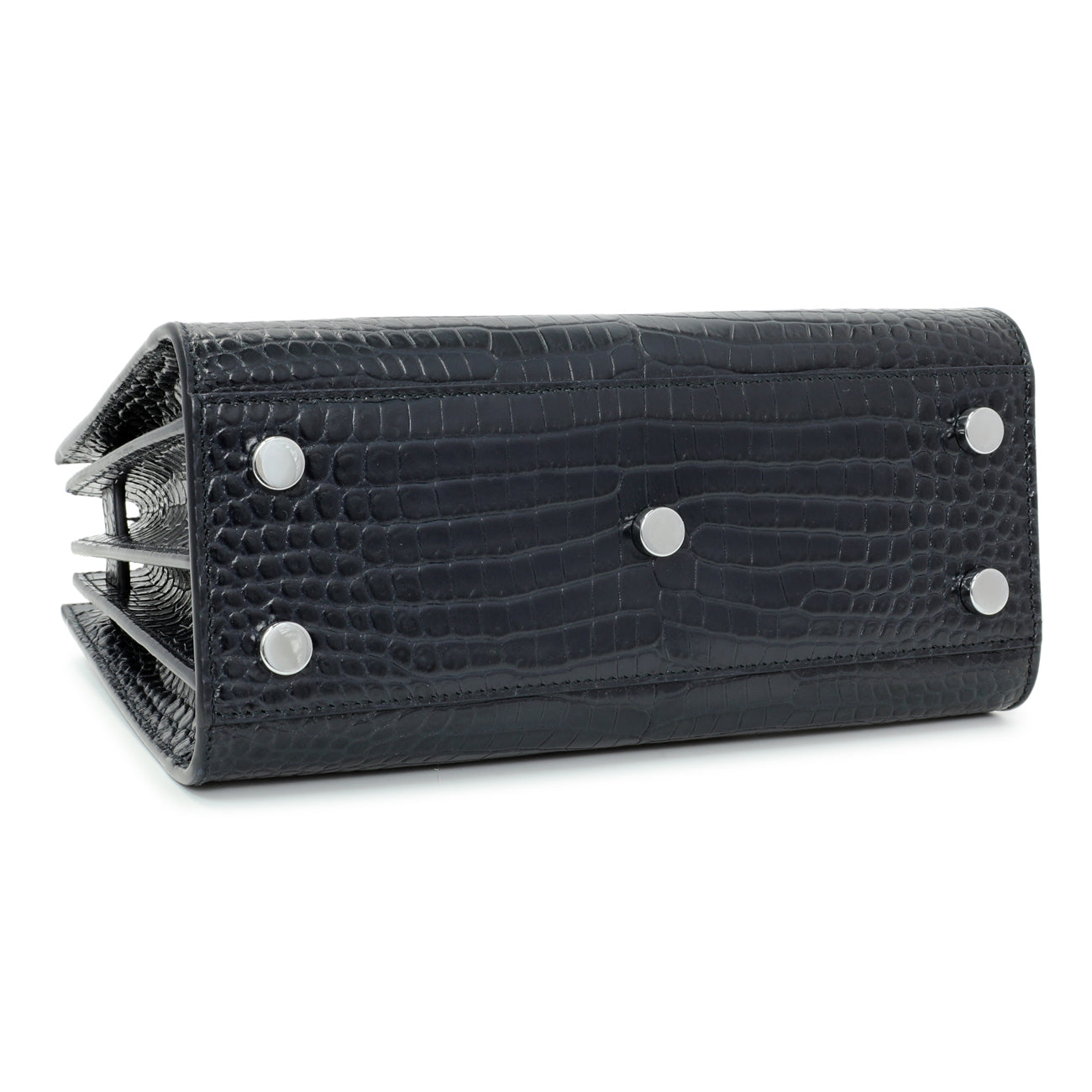 Exclusive Saint Laurent Calfskin Crocodile Embossed Nano Sac De Jour — Back View