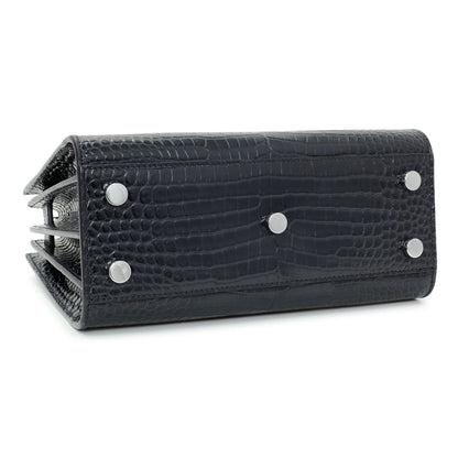 Exclusive Saint Laurent Calfskin Crocodile Embossed Nano Sac De Jour — Back View