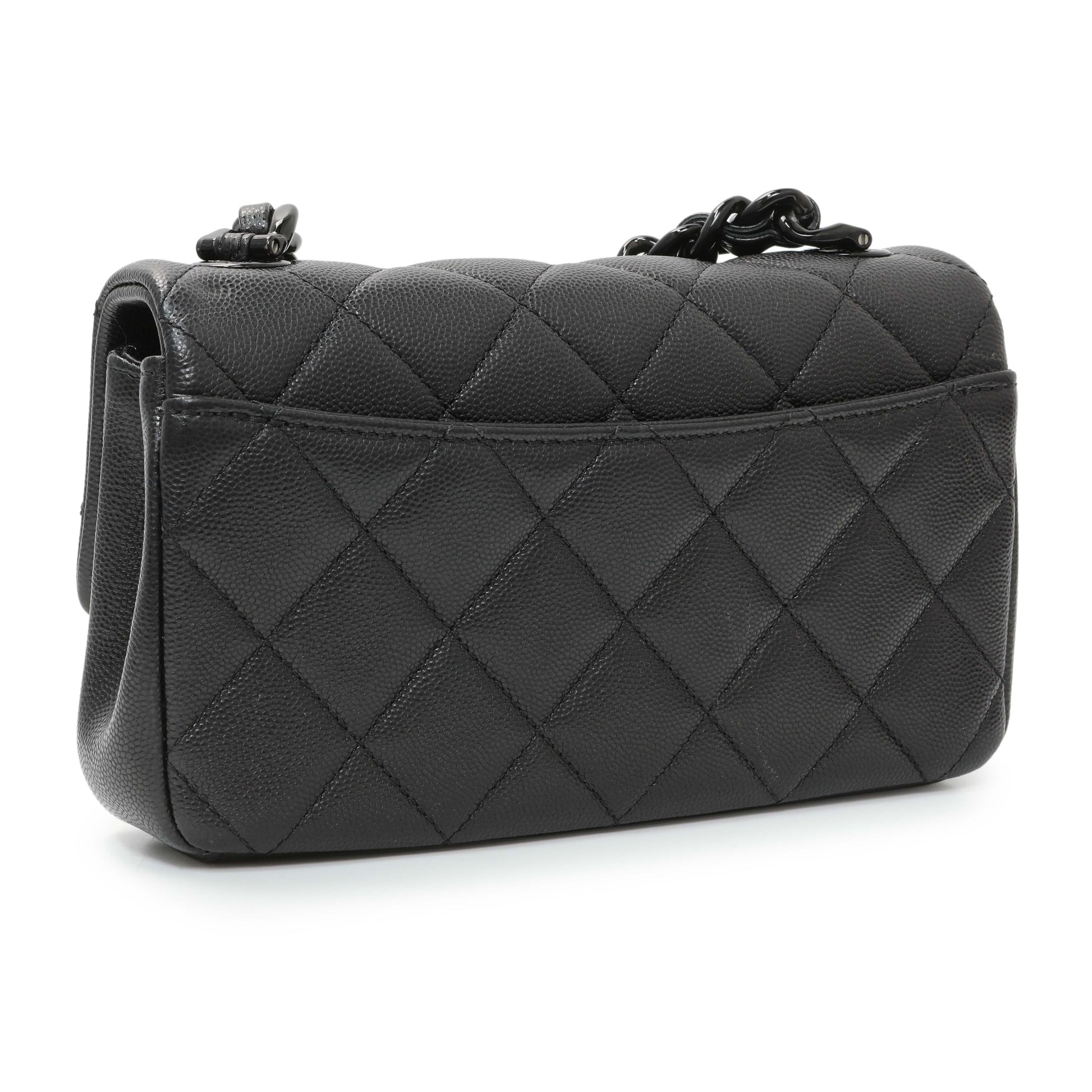 Exclusive Chanel Black Caviar Quilted My Everything Small Flap — Side View