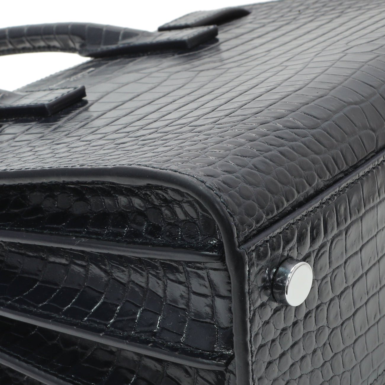 Exclusive Saint Laurent Calfskin Crocodile Embossed Nano Sac De Jour — Top View