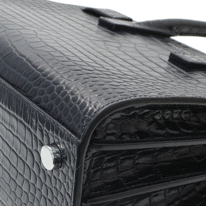 Exclusive Saint Laurent Calfskin Crocodile Embossed Nano Sac De Jour — Detail View