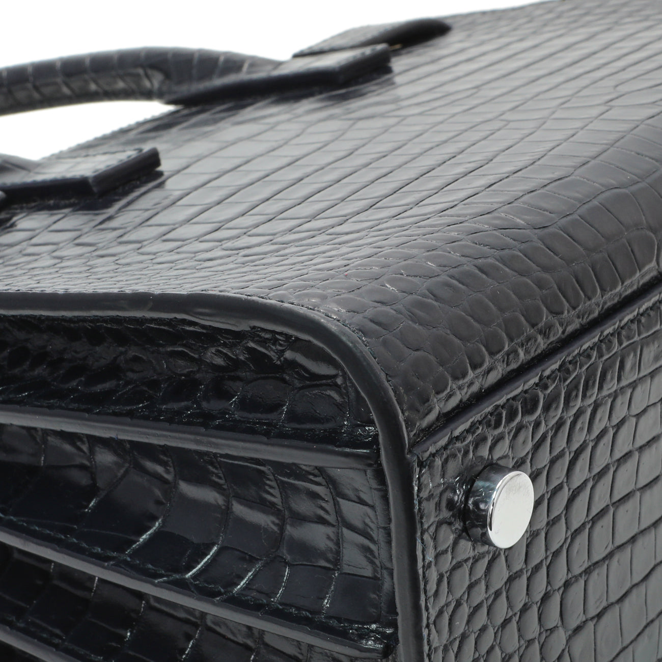 Exclusive Saint Laurent Calfskin Crocodile Embossed Nano Sac De Jour — Lifestyle View