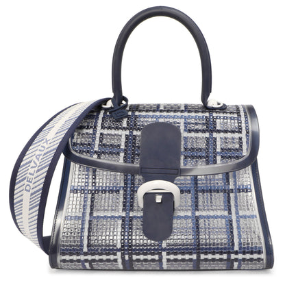 Exclusive Delvaux Navy Vinyl Gingham The Dreamer Brillant MM — Front View