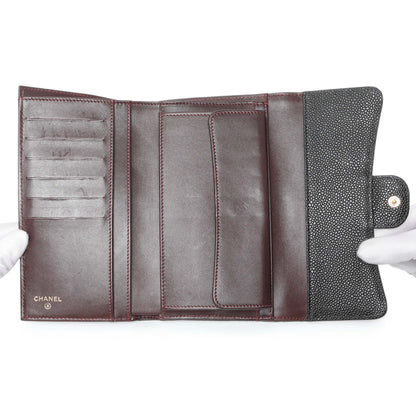 Exclusive Chanel Black Quilted Caviar Large Flap Wallet — Top View
