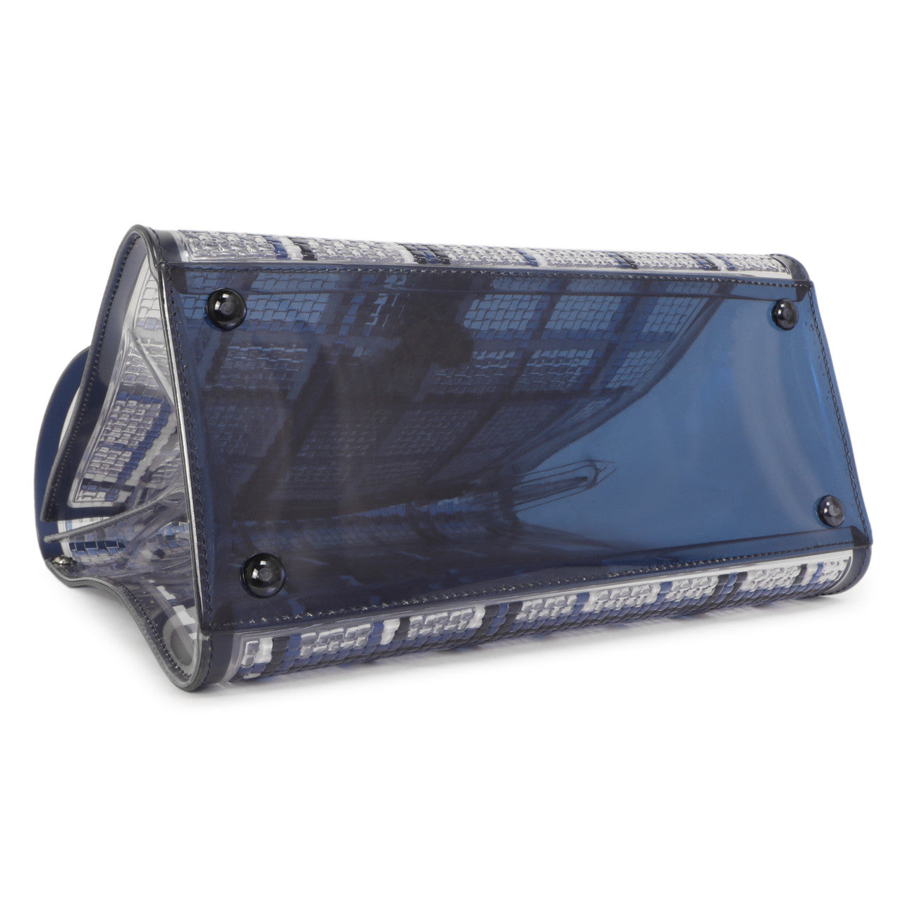 Exclusive Delvaux Navy Vinyl Gingham The Dreamer Brillant MM — Back View