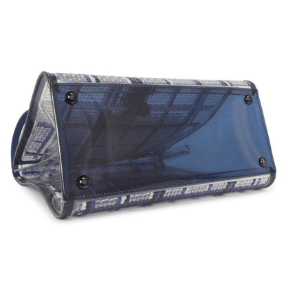 Exclusive Delvaux Navy Vinyl Gingham The Dreamer Brillant MM — Back View