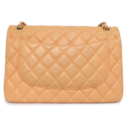 Exclusive Chanel Peach Quilted Caviar Jumbo Classic Double Flap — Back View