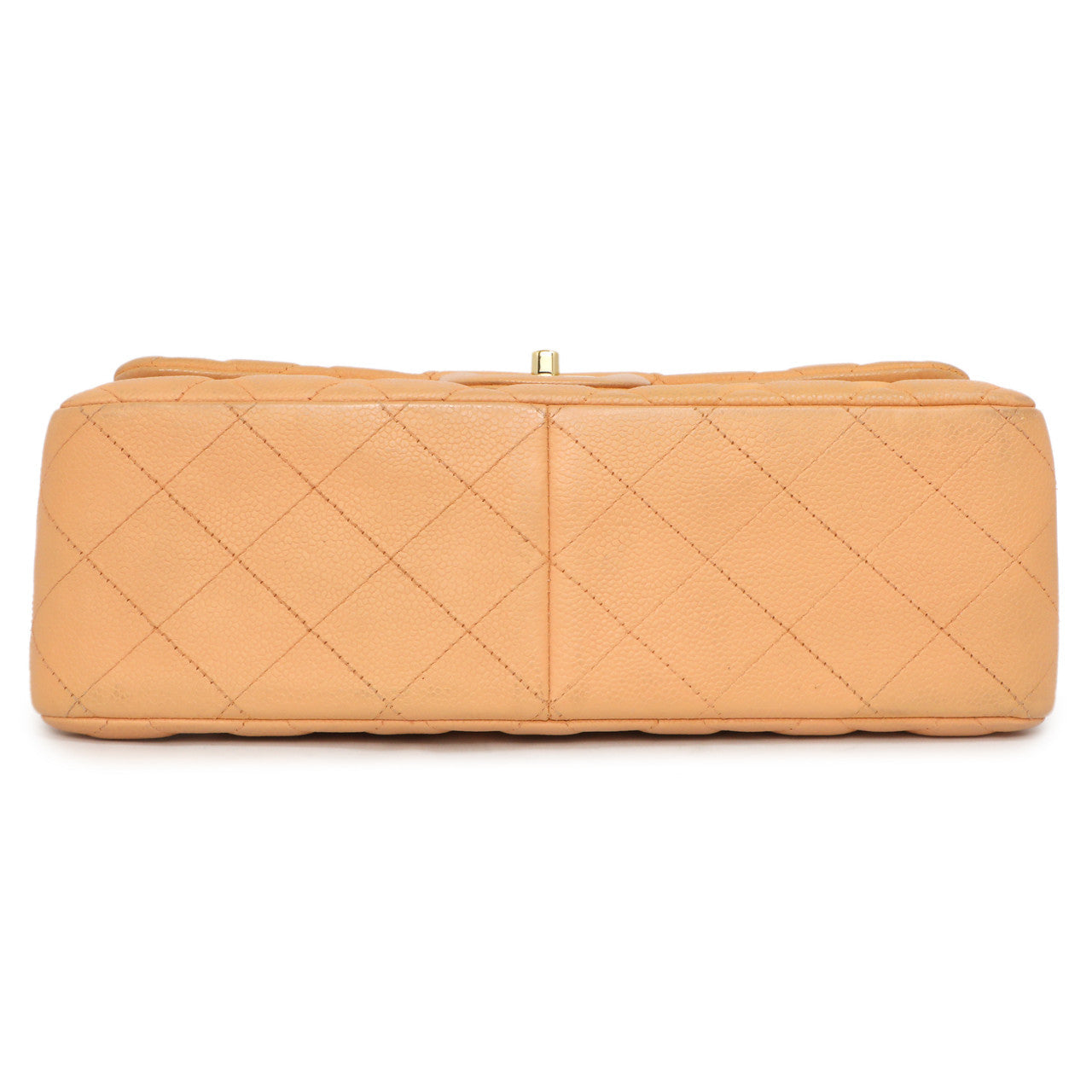 Exclusive Chanel Peach Quilted Caviar Jumbo Classic Double Flap — Detail View