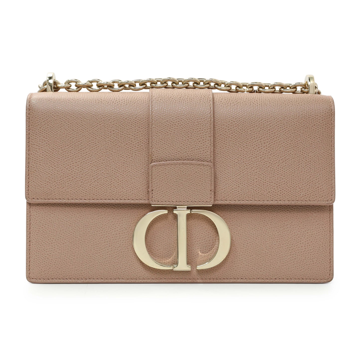 Exclusive Christian Dior Blush Grained Calfskin 30 Montaigne Chain Flap Bag — Front View