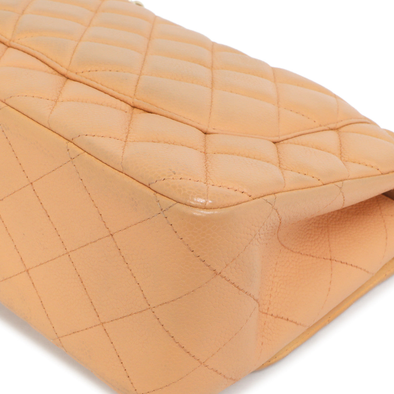 Exclusive Chanel Peach Quilted Caviar Jumbo Classic Double Flap — Alternate View 9