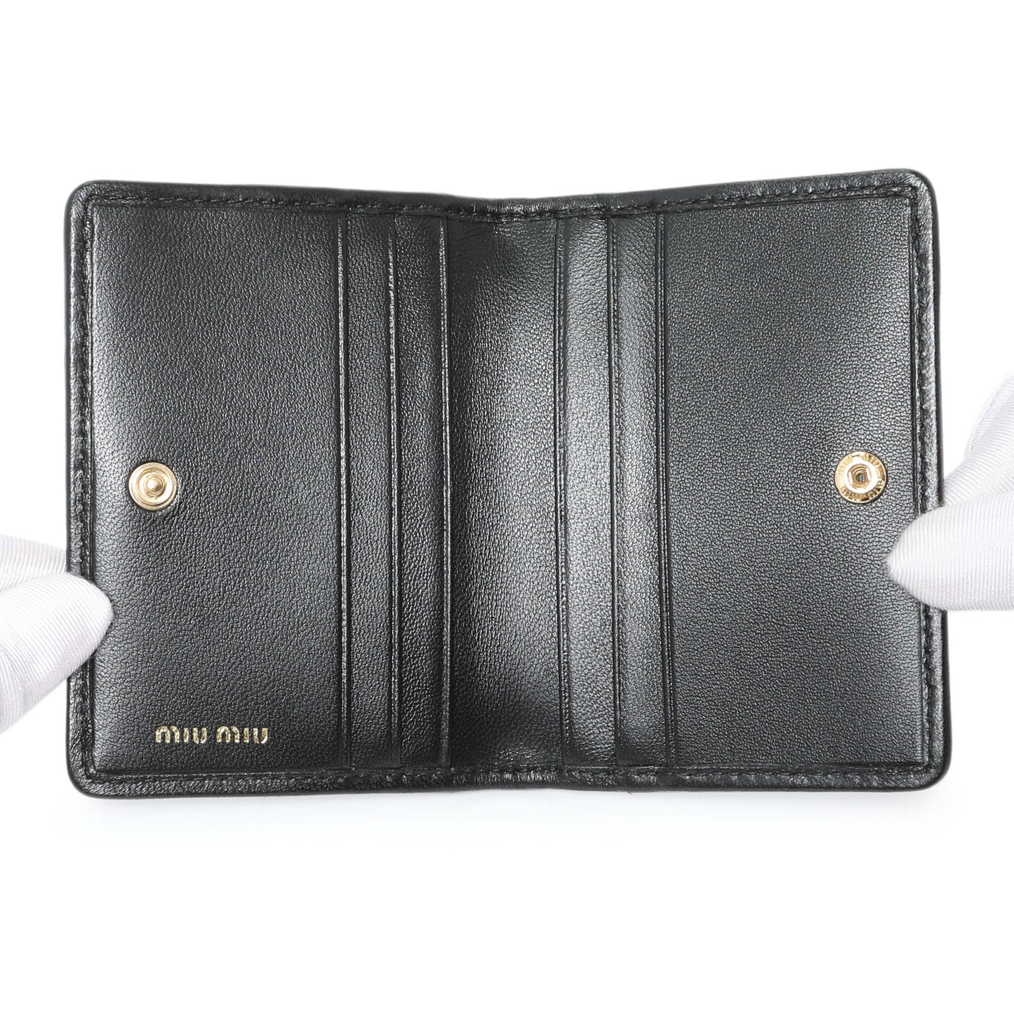 Exclusive Miu Miu Black Nappa Matelasse Card Holder — Top View