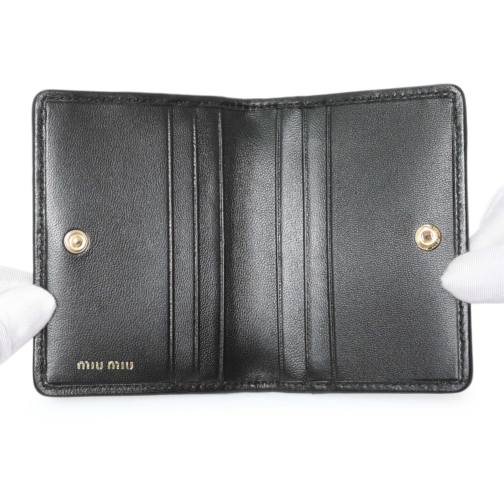 Exclusive Miu Miu Black Nappa Matelasse Card Holder — Top View