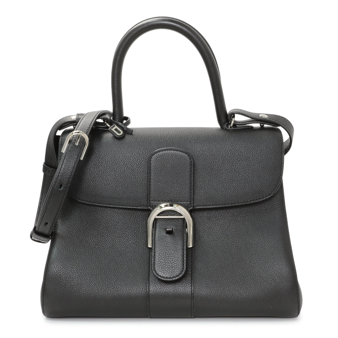 Exclusive Delvaux Black Grained Calfskin Brillant MM — Front View