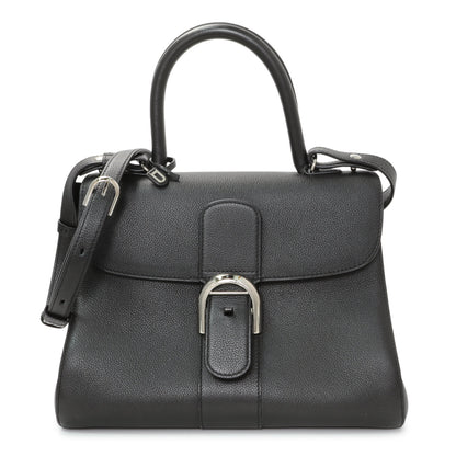 Exclusive Delvaux Black Grained Calfskin Brillant MM — Front View