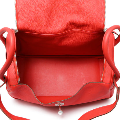 Exclusive Hermes Rouge Pivoine Clemence Lindy 34 — Top View
