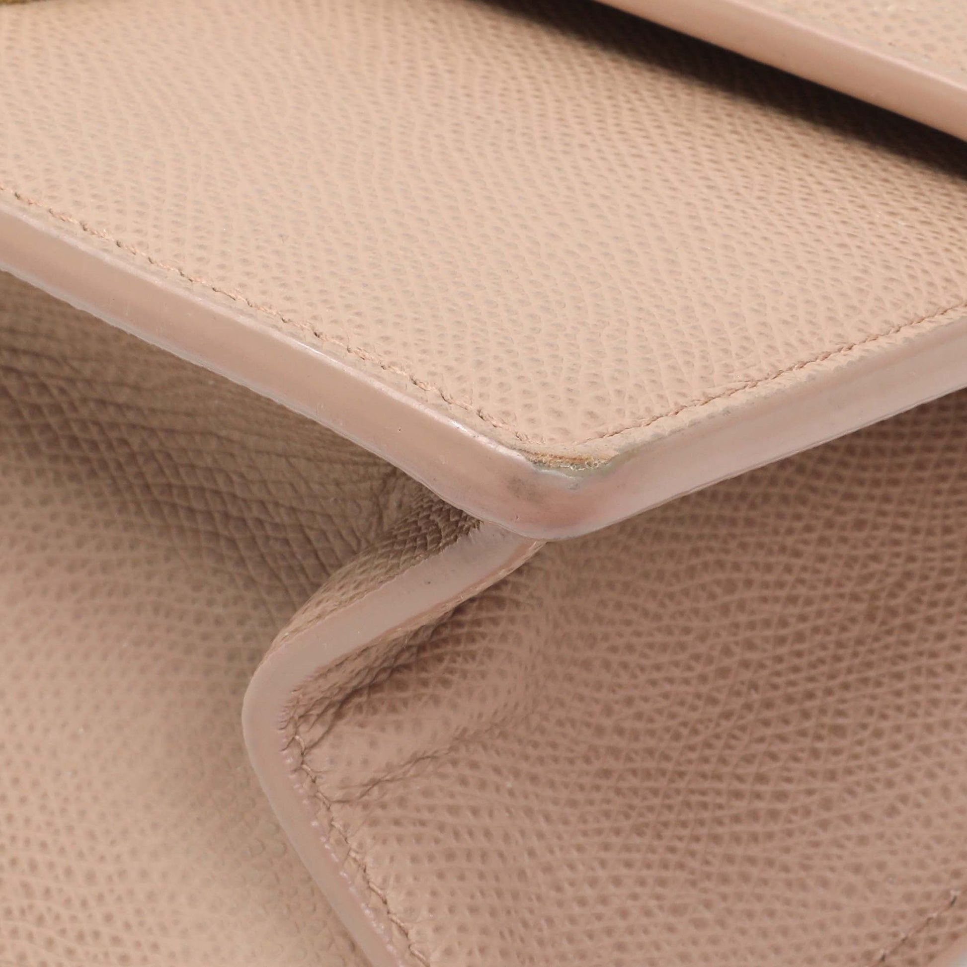 Exclusive Christian Dior Blush Grained Calfskin 30 Montaigne Chain Flap Bag — Detail View
