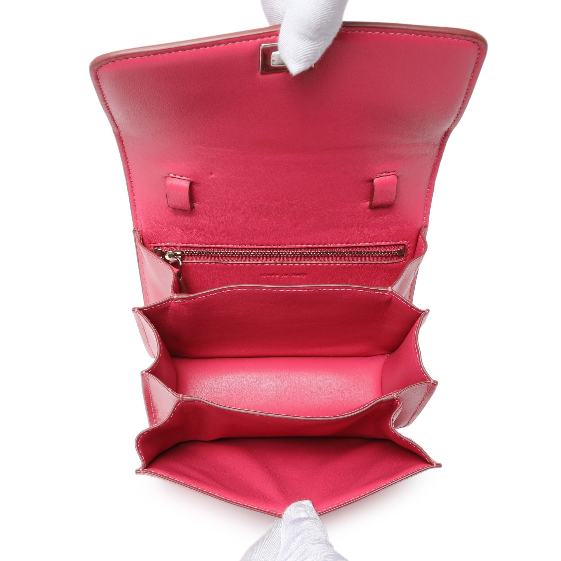 Exclusive Celine Pink Box Calfskin Small Classic Box Flap Bag — Top View