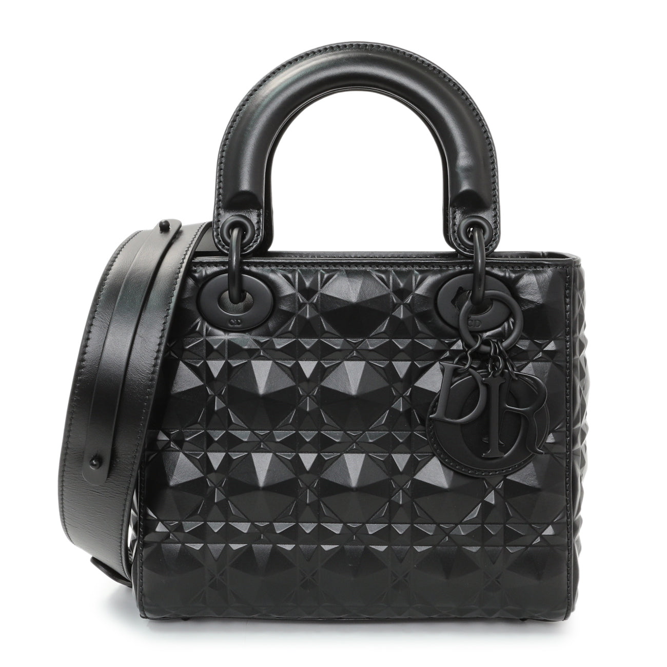 Exclusive Christian Dior Black Diamond Cannage Lady Dior Small — Front View