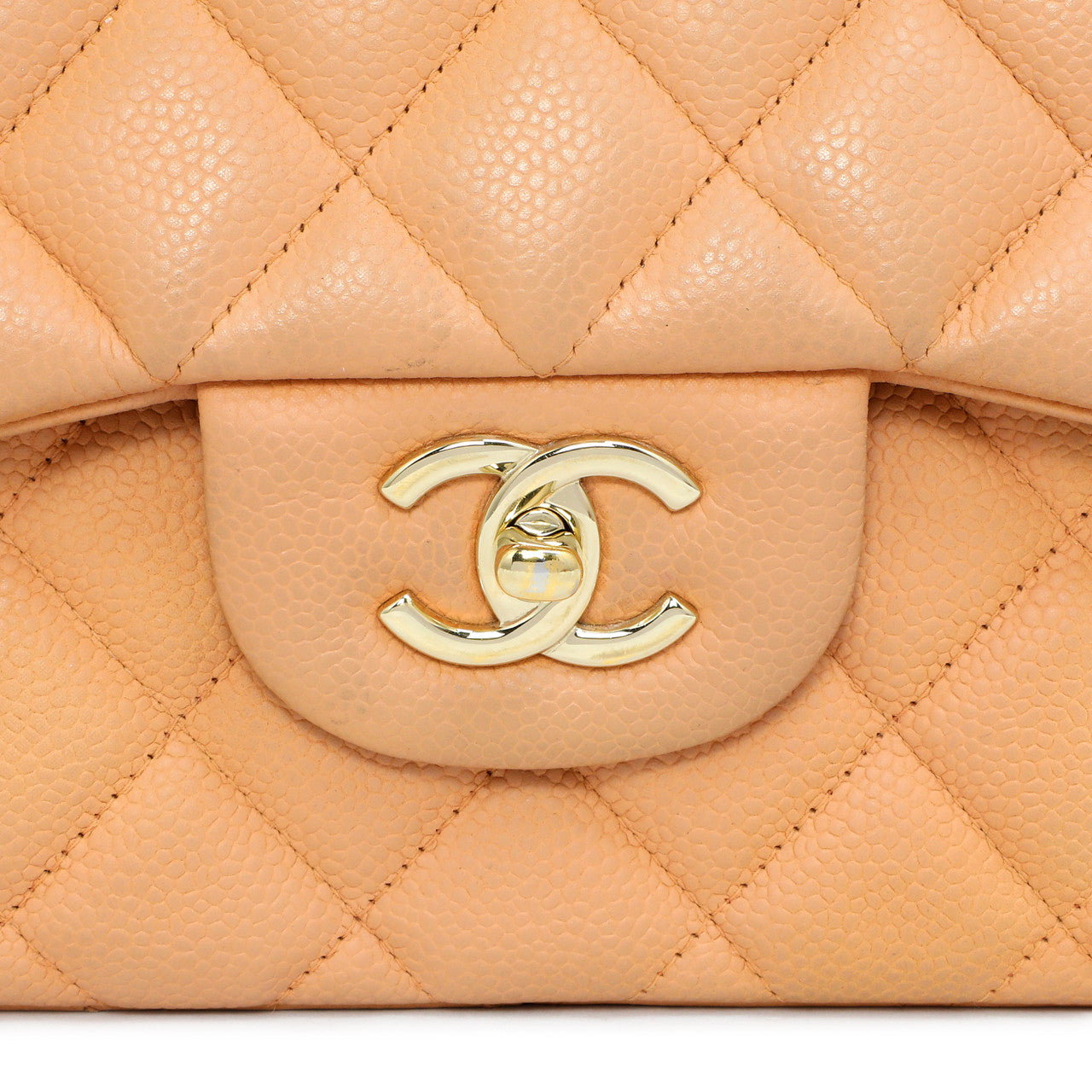 Exclusive Chanel Peach Quilted Caviar Jumbo Classic Double Flap — Alternate View 14