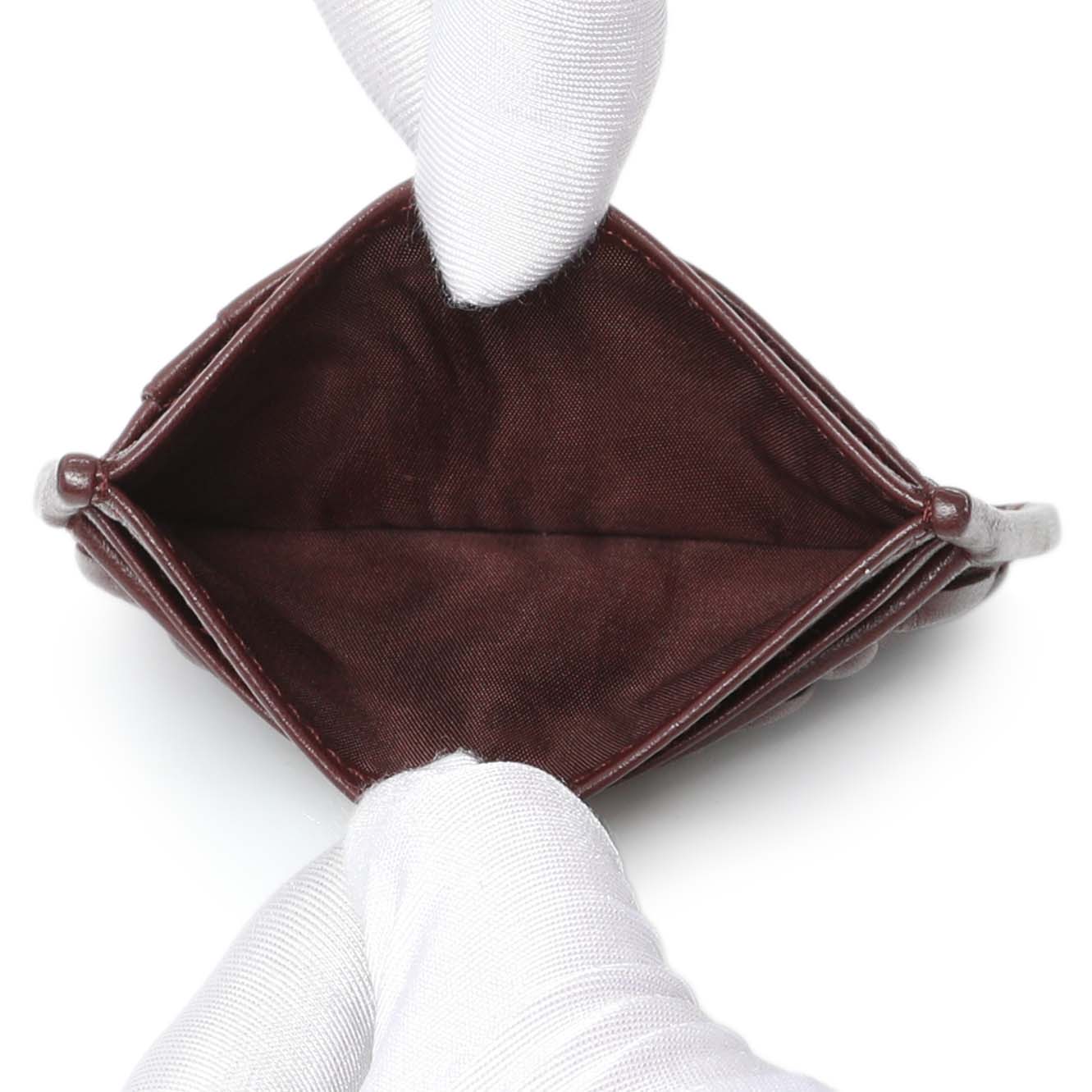 Exclusive Miu Miu Burgundy Nappa Matelasse Card Case — Top View