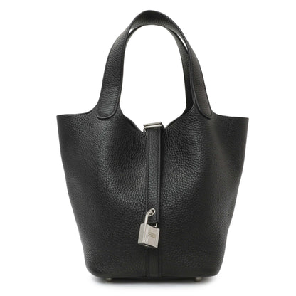 Exclusive Hermes Black Clemence Picotin Lock 18 — Front View