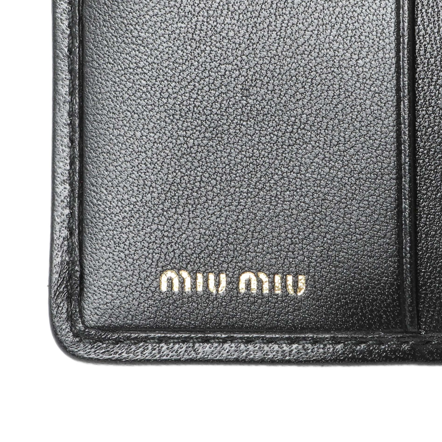 Exclusive Miu Miu Black Nappa Matelasse Card Holder — Detail View