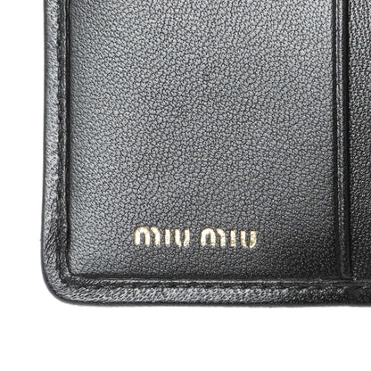 Exclusive Miu Miu Black Nappa Matelasse Card Holder — Detail View