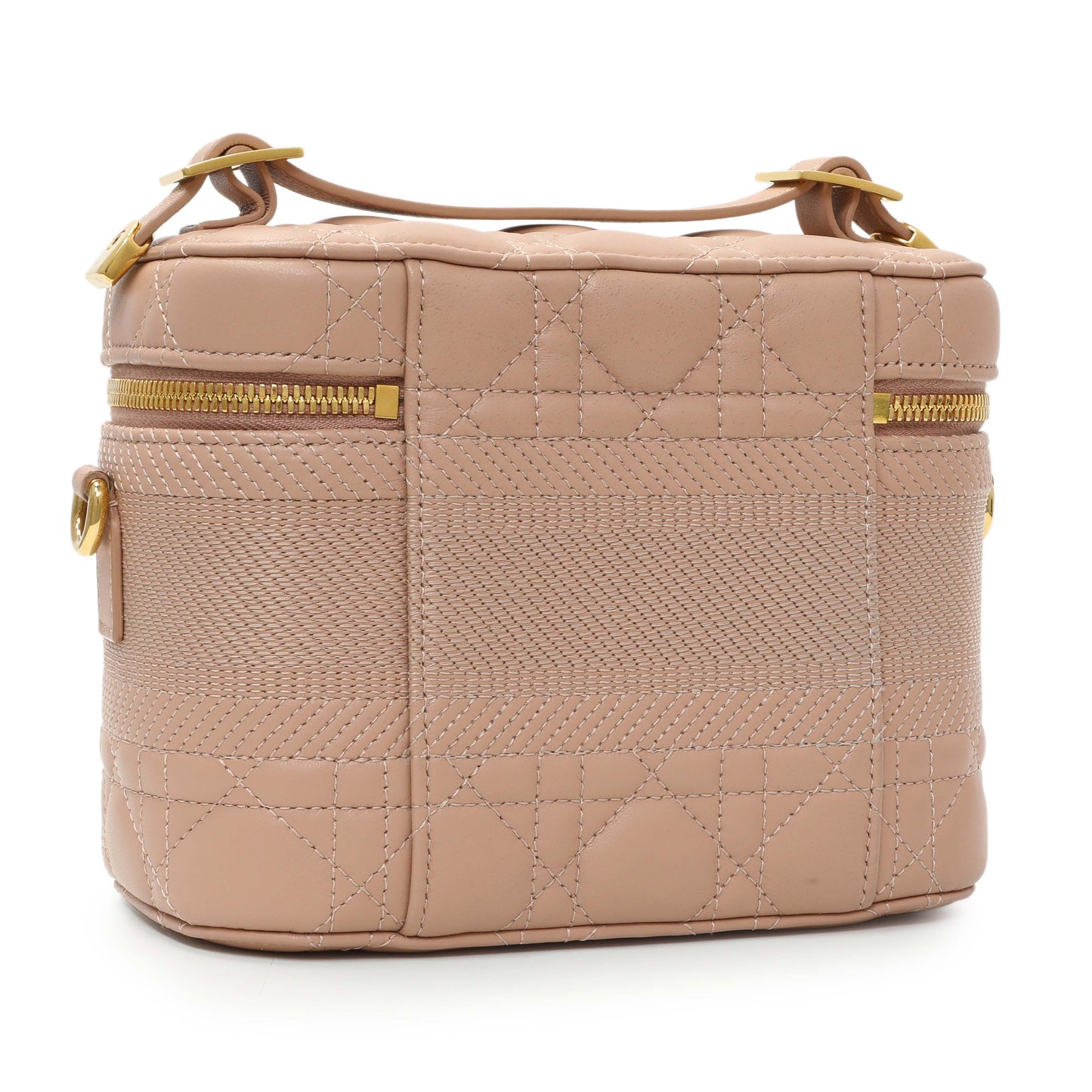 Exclusive Christian Dior Pink Lambskin Cannage Small Diortravel Vanity Case Cloud — Side View