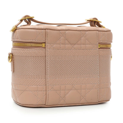 Exclusive Christian Dior Pink Lambskin Cannage Small Diortravel Vanity Case Cloud — Side View