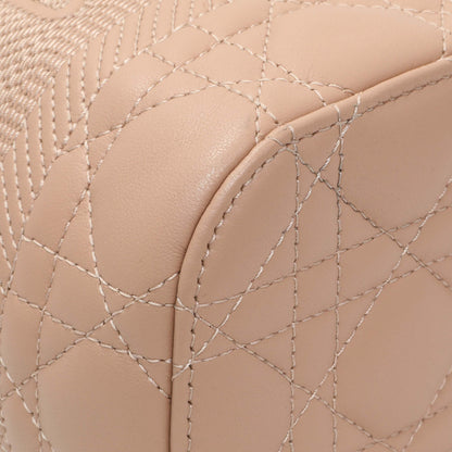 Exclusive Christian Dior Pink Lambskin Cannage Small Diortravel Vanity Case Cloud — Top View