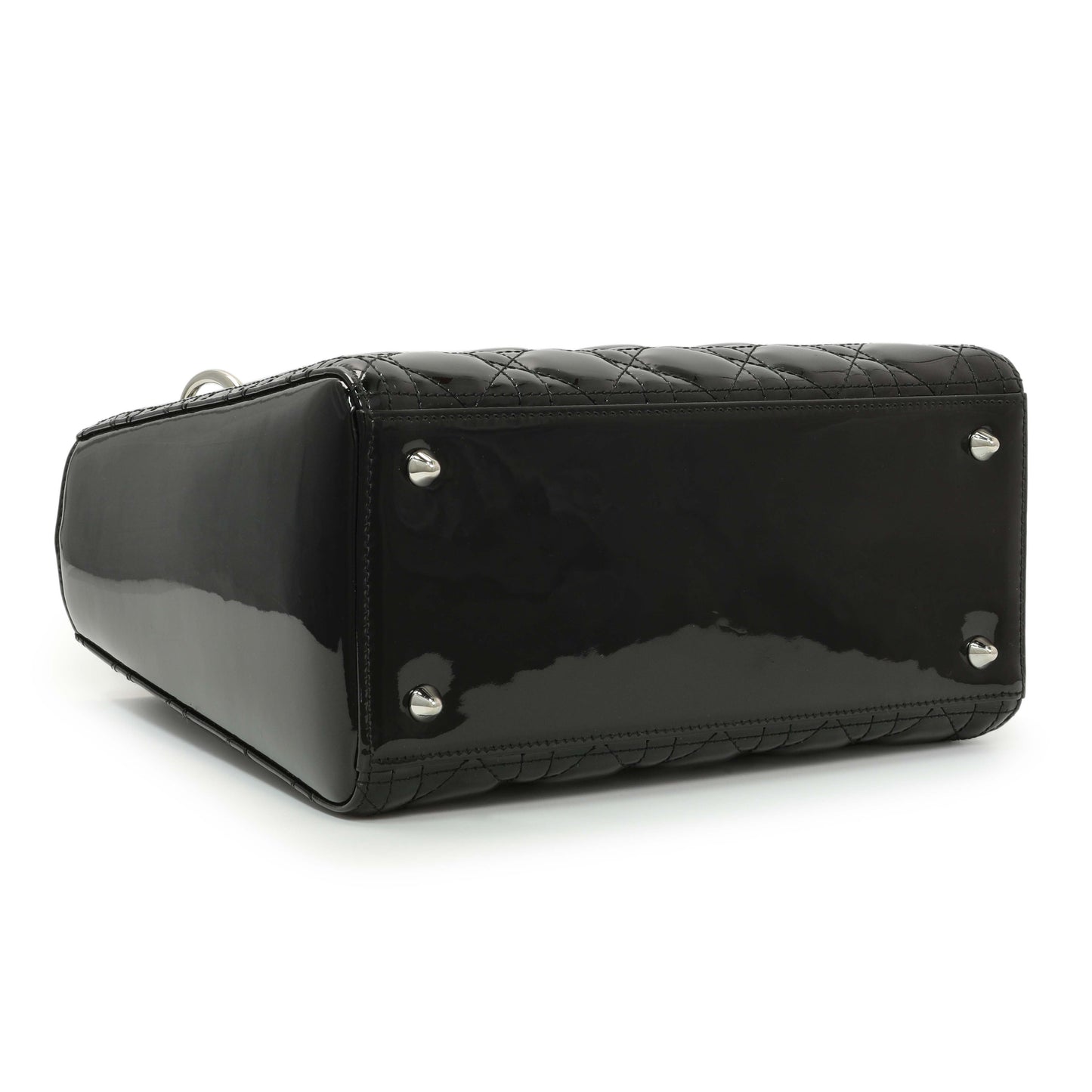 Exclusive Christian Dior Black Patent Cannage Medium Lady Dior — Back View