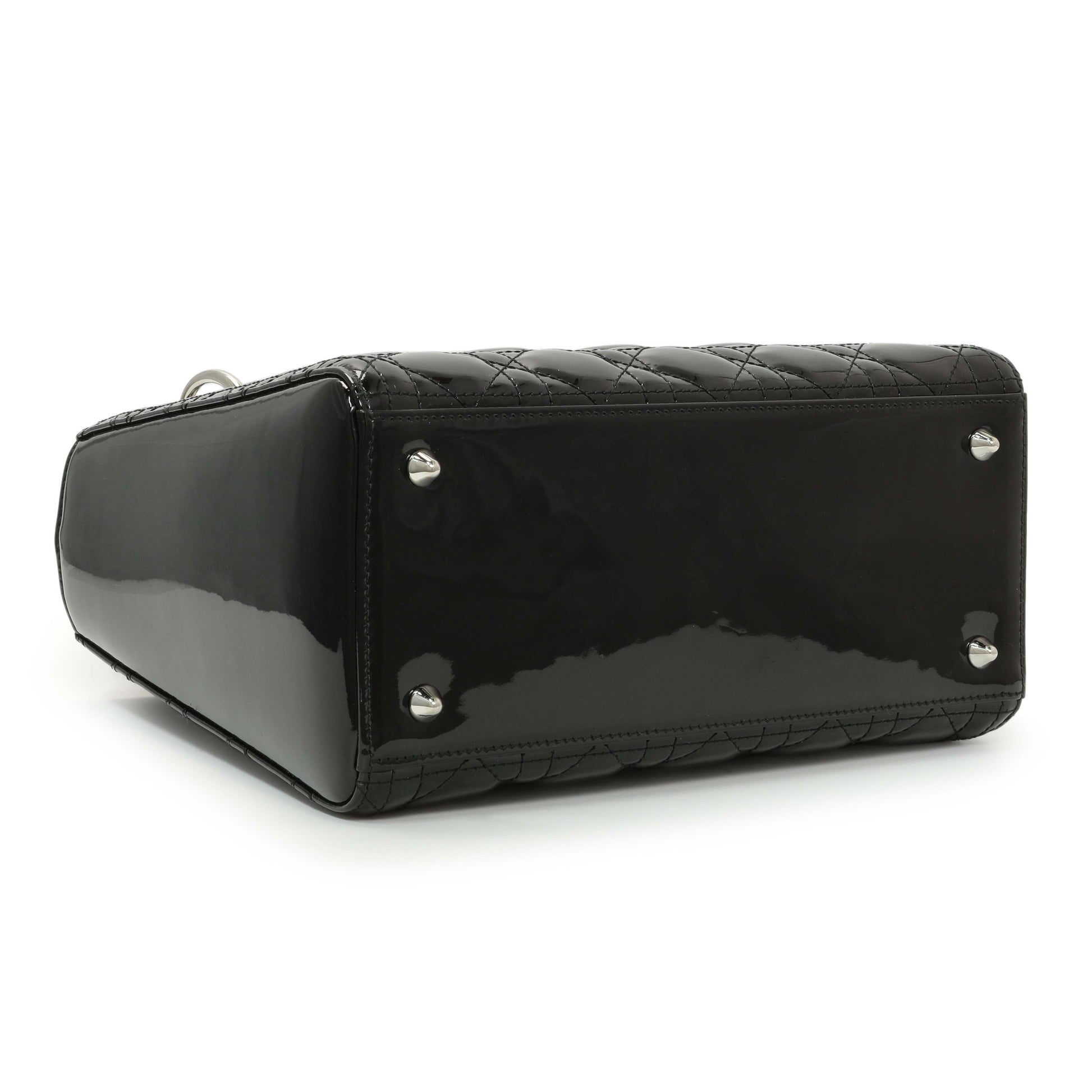 Exclusive Christian Dior Black Patent Cannage Medium Lady Dior — Back View
