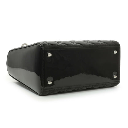 Exclusive Christian Dior Black Patent Cannage Medium Lady Dior — Back View
