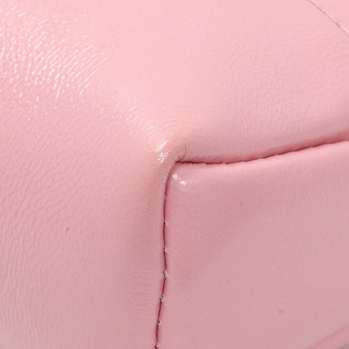 Exclusive Chanel Pink Shiny Crumpled Calfskin Quilted Nano 31 Shopping Bag — Detail View
