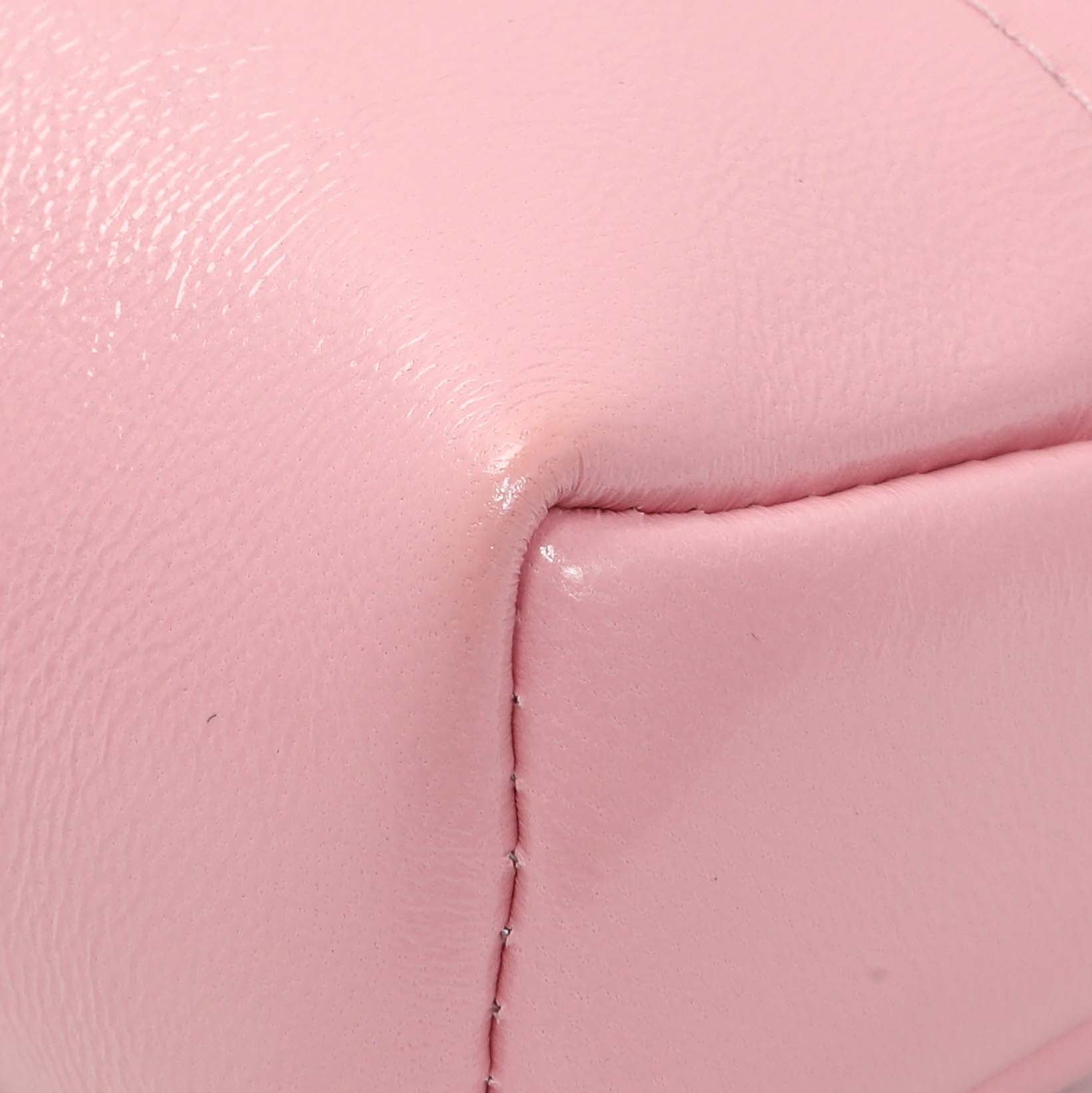 Exclusive Chanel Pink Shiny Crumpled Calfskin Quilted Nano 31 Shopping Bag — Detail View