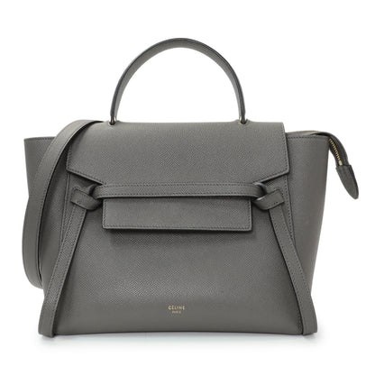 Exclusive Celine Grey Grained Calfskin Micro Belt Bag — Front View