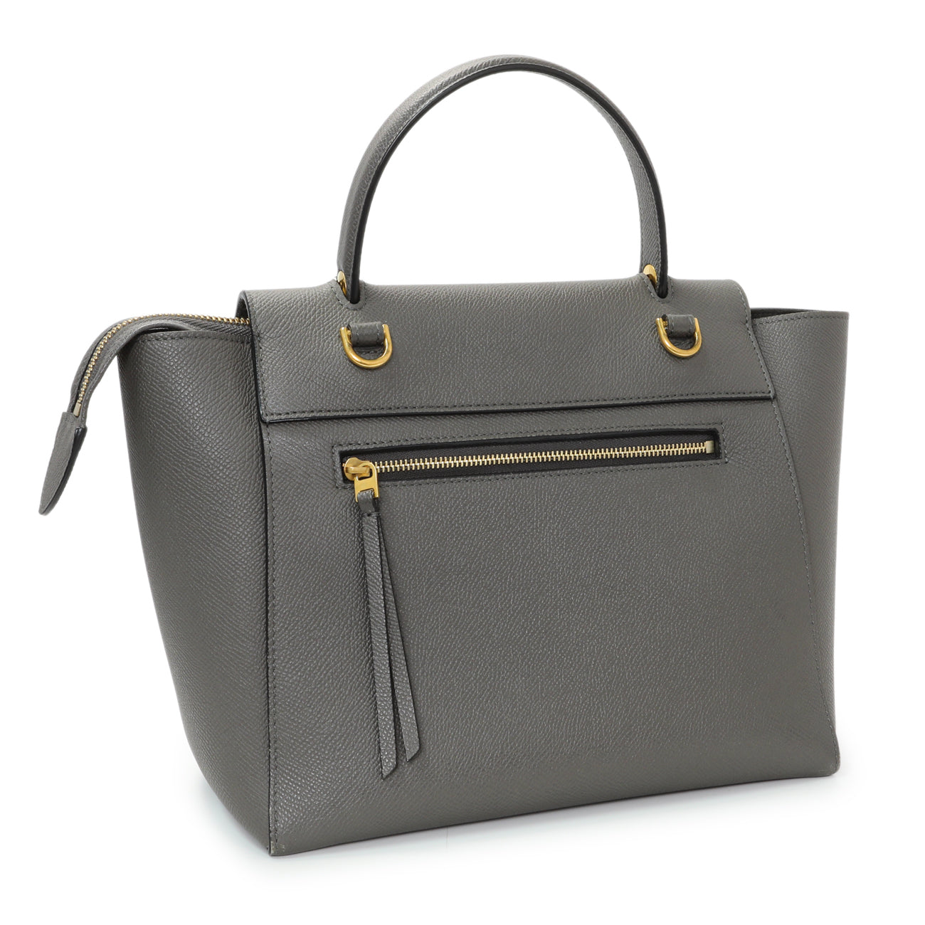 Exclusive Celine Grey Grained Calfskin Micro Belt Bag — Side View