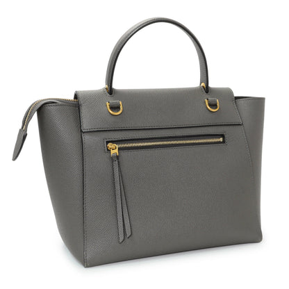 Exclusive Celine Grey Grained Calfskin Micro Belt Bag — Side View