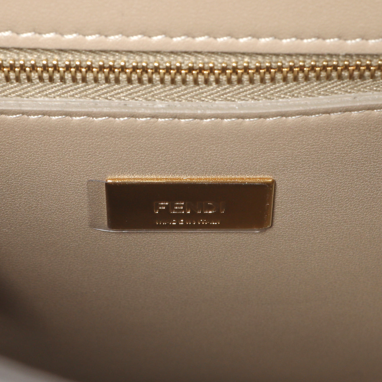 Exclusive Fendi Grey Nappa Pocket Mini Peekaboo Iconic Satchel — Detail View
