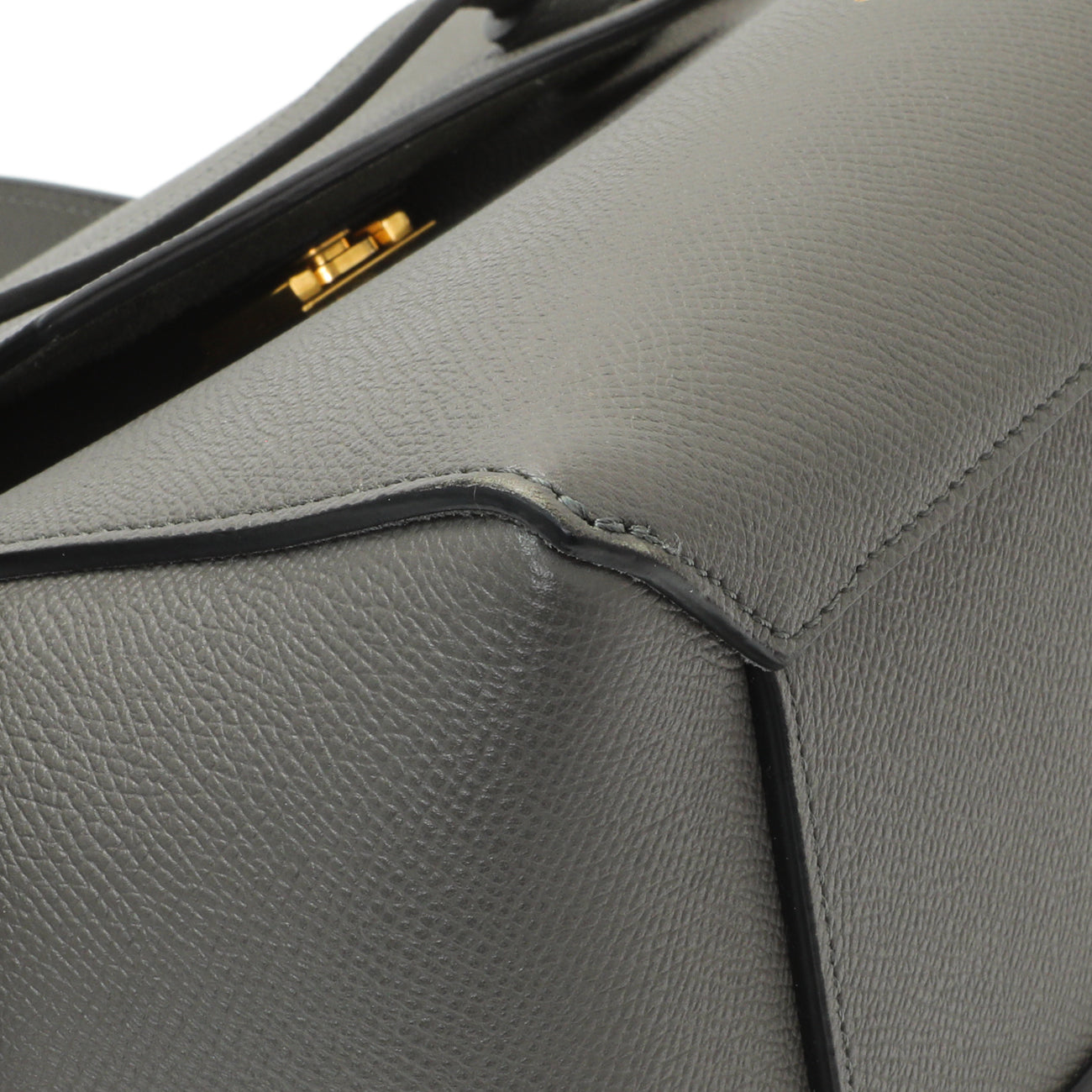 Exclusive Celine Grey Grained Calfskin Micro Belt Bag — Top View