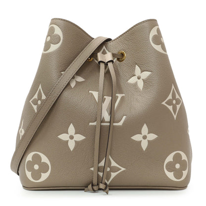 Exclusive Louis Vuitton Tourterelle Creme Empreinte Monogram Giant NeoNoe MM — Front View