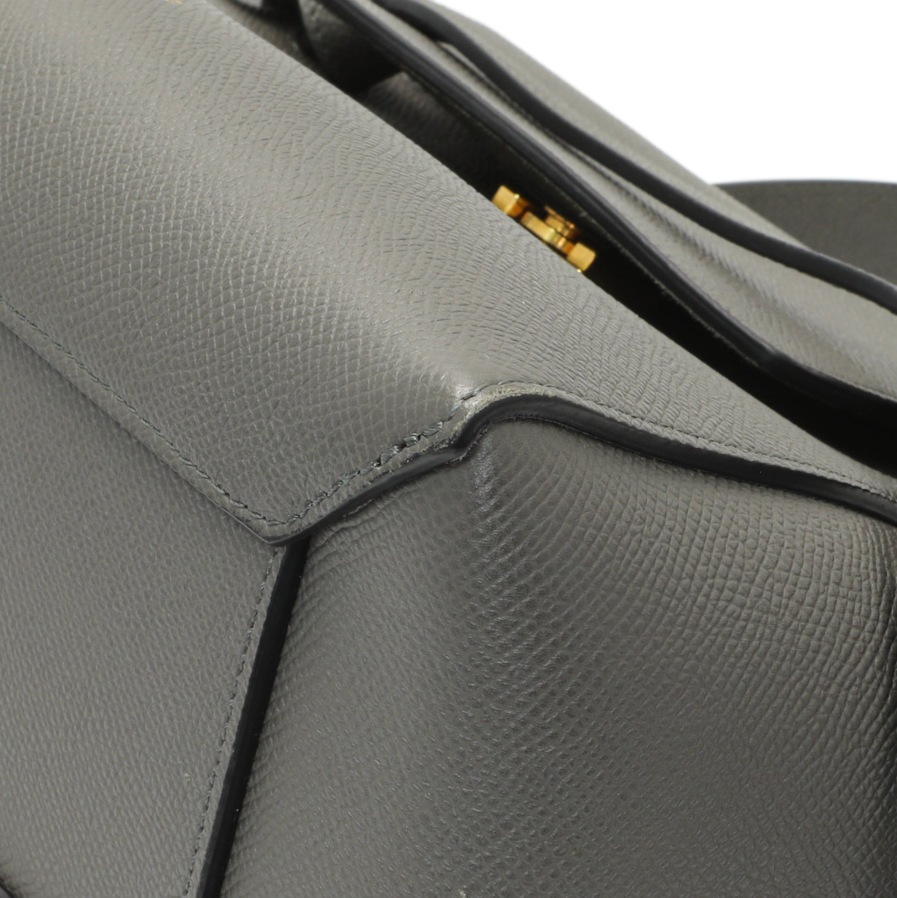Exclusive Celine Grey Grained Calfskin Micro Belt Bag — Detail View