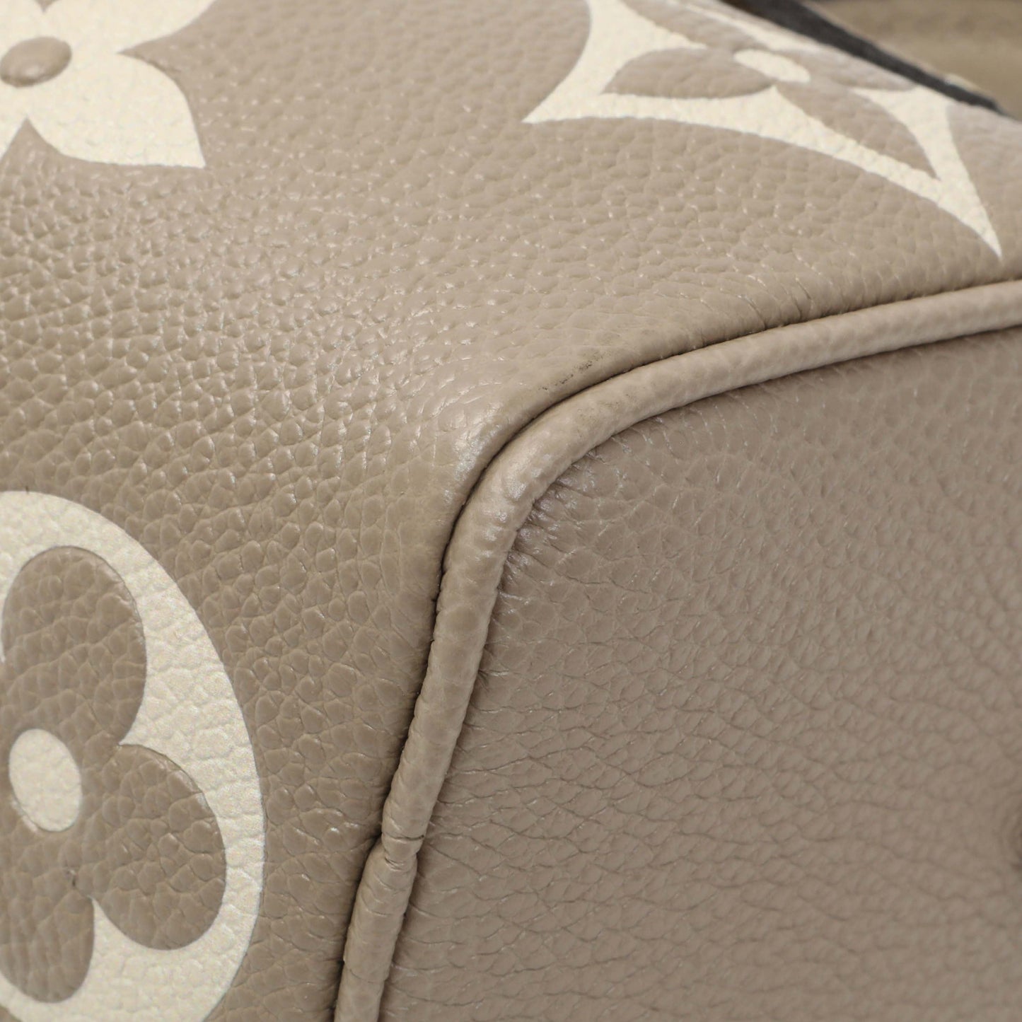 Exclusive Louis Vuitton Tourterelle Grey/Cream Empreinte Giant Monogram Nano Speedy — Detail View