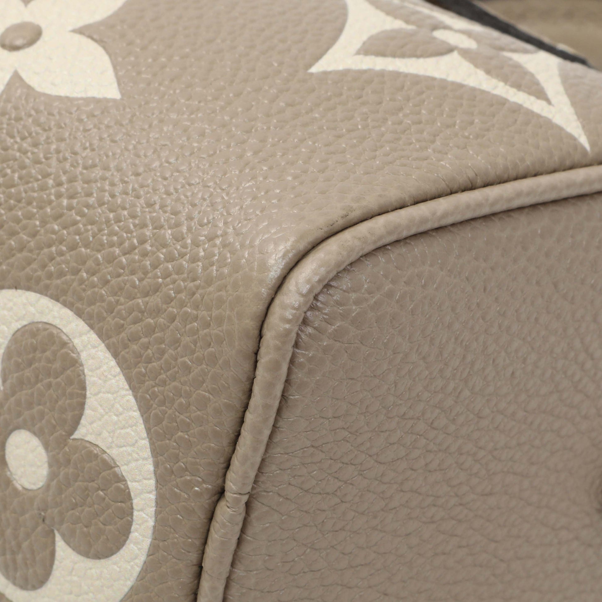 Exclusive Louis Vuitton Tourterelle Grey/Cream Empreinte Giant Monogram Nano Speedy — Detail View