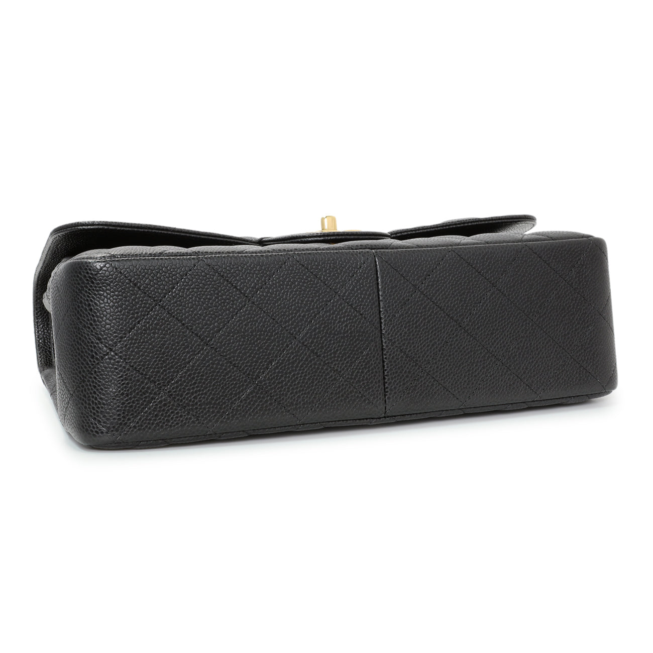Exclusive Chanel Black Quilted Caviar Jumbo Double Flap — Back View