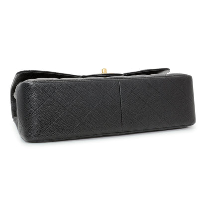 Exclusive Chanel Black Quilted Caviar Jumbo Double Flap — Back View