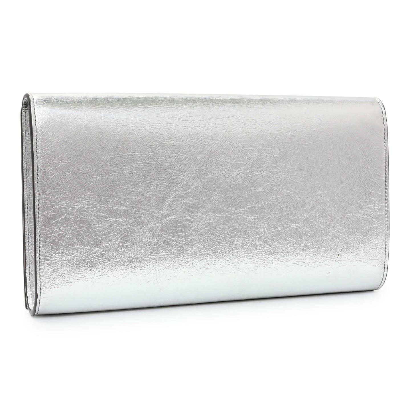 Exclusive Saint Laurent Metallic Silver Belle De Jour Large Clutch — Side View