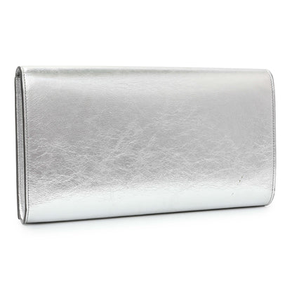 Exclusive Saint Laurent Metallic Silver Belle De Jour Large Clutch — Side View
