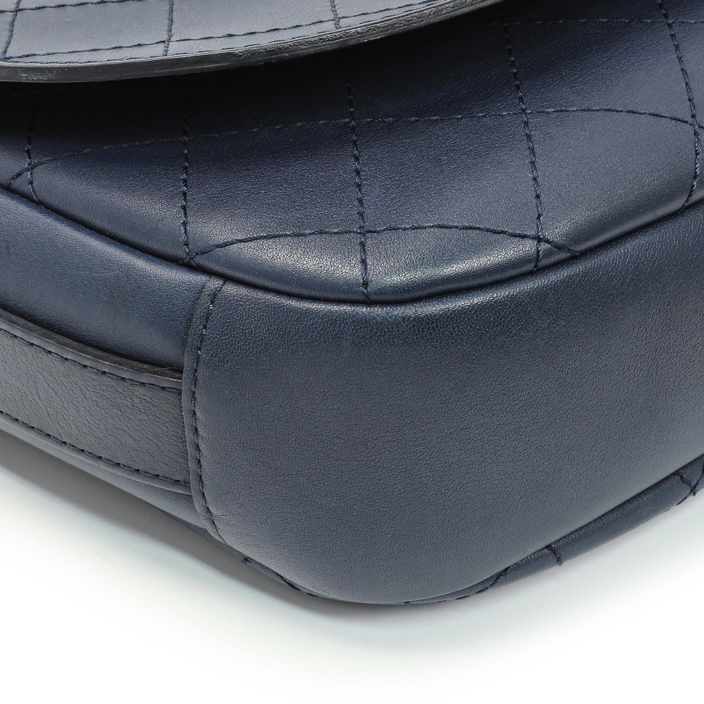 Exclusive Chanel Blue Calfskin Stitched Messenger Flap Bag — Top View