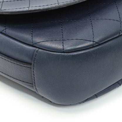 Exclusive Chanel Blue Calfskin Stitched Messenger Flap Bag — Top View